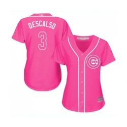 Womens Chicago Cubs #3 Daniel Descalso Authentic Pink Fashion Baseball Jersey