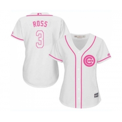 Womens Chicago Cubs #3 David Ross Authentic White Fashion Baseball Jersey