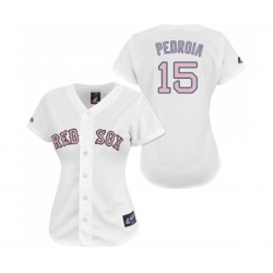 Womens Boston Red Sox #15 Dustin Pedroia Replica White Pink No. Baseball Jersey Womens Boston Red Sox #15 Dustin Pedroia Replica White Pink No. Baseball Jersey