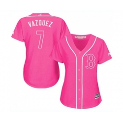 Womens Boston Red Sox #7 Christian Vazquez Authentic Pink Fashion Baseball Jersey Womens Boston Red Sox #7 Christian Vazquez Authentic Pink Fashion Baseball Jersey