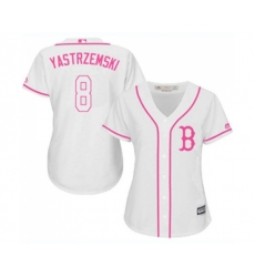 Womens Boston Red Sox #8 Carl Yastrzemski Replica White Fashion Baseball Jersey