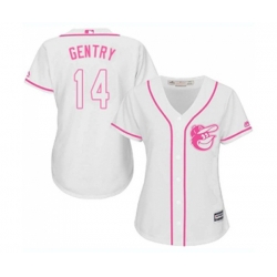 Womens Baltimore Orioles #14 Craig Gentry Replica White Fashion Cool Base Baseball Jersey