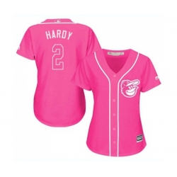 Womens Baltimore Orioles #2 J.J. Hardy Authentic Pink Fashion Cool Base Baseball Jersey