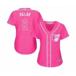Womens Baltimore Orioles #2 Jonathan Villar Authentic Pink Fashion Cool Base Baseball Jersey