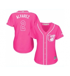 Womens Baltimore Orioles #2 Pedro Alvarez Authentic Pink Fashion Cool Base Baseball Jersey