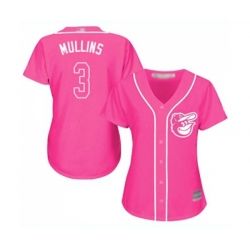 Womens Baltimore Orioles #3 Cedric Mullins Authentic Pink Fashion Cool Base Baseball Jersey