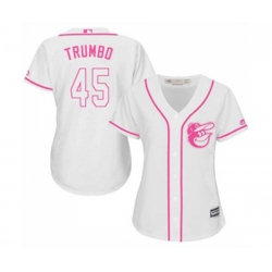 Womens Baltimore Orioles #45 Mark Trumbo Replica White Fashion Cool Base Baseball Jersey