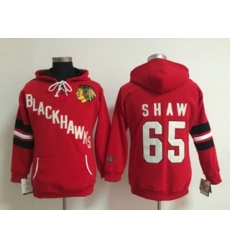 Women Chicago Blackhawks #65 Andrew Shaw Red Pullover Hoodie