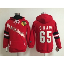 Women Chicago Blackhawks #65 Andrew Shaw Red Pullover Hoodie
