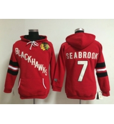 Women Chicago Blackhawks #7 Brent Seabrook Red Pullover Hoodie