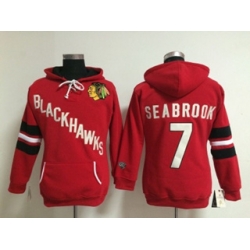 Women Chicago Blackhawks #7 Brent Seabrook Red Pullover Hoodie