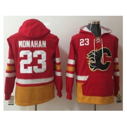 Calgary Flames #23 Sean Monahan Red Name & Number Pullover NHL Hoodie