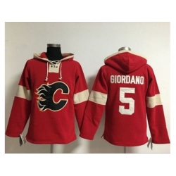 Calgary Flames #5 Mark Giordano Red Pullover NHL Hoodie
