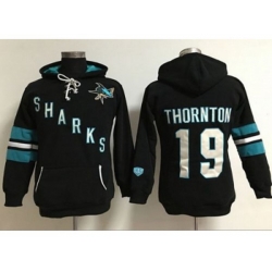 Women San Jose Sharks #19 Joe Thornton Black Old Time Heidi Hoodie NHL Hoodie