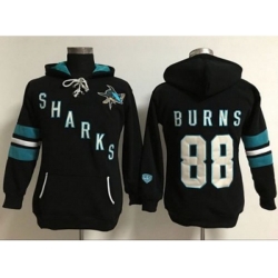 Women San Jose Sharks #88 Brent Burns Black Old Time Heidi Hoodie NHL Hoodie