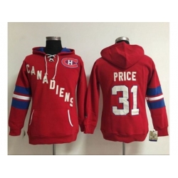Women Montreal Canadiens #31 Carey Price Red Old Time Heidi NHL Hoodie