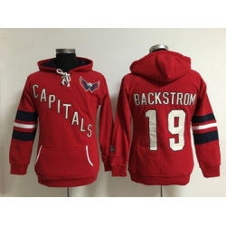 Women Washington Capitals #19 Nicklas Backstrom Red Old Time Heidi Hoodie NHL Hoodie