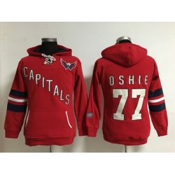 Women Washington Capitals #77 T.J Oshie Red Old Time Heidi Hoodie NHL Hoodie