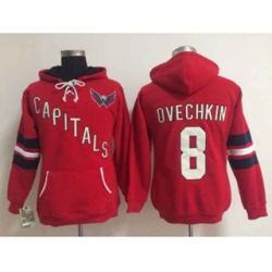 Women Washington Capitals #8 Alex Ovechkin Red [pullover hooded sweatshirt]