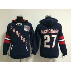 women new york rangers #27 Ryan McDonagh blue pullover hooded