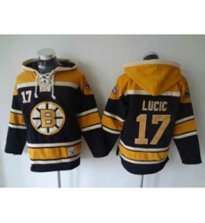 nhl jerseys boston bruins #17 lucic dk.blue-yellow[pullover hooded sweatshirt]