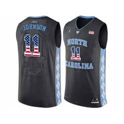 2016 US Flag Fashion 2016 Mens North Carolina Tar Heels Brice Johnson #11 College Basketball Jersey - Black