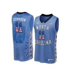 2016 US Flag Fashion 2016 Mens North Carolina Tar Heels Brice Johnson #11 College Basketball Jersey - Blue