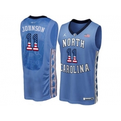 2016 US Flag Fashion 2016 Mens North Carolina Tar Heels Brice Johnson #11 College Basketball Jersey - Blue