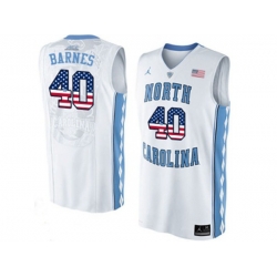 2016 US Flag Fashion 2016 Mens North Carolina Tar Heels Harrison Barnes #40 College Basketball Jersey - White