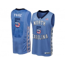 2016 US Flag Fashion 2016 Mens North Carolina Tar Heels Marcus Paige #5 College Basketball Jersey - Blue