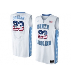 2016 US Flag Fashion 2016 Mens North Carolina Tar Heels Michael Jordan #23 College Basketball Jersey - White