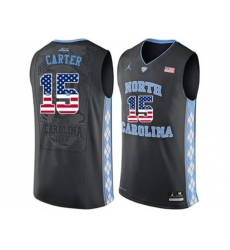 2016 US Flag Fashion 2016 Mens North Carolina Tar Heels Vince Carter #15 College Basketball Jersey - Black