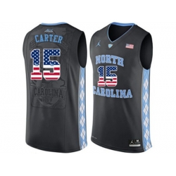 2016 US Flag Fashion 2016 Mens North Carolina Tar Heels Vince Carter #15 College Basketball Jersey - Black