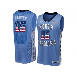 2016 US Flag Fashion 2016 Mens North Carolina Tar Heels Vince Carter #15 College Basketball Jersey - Blue