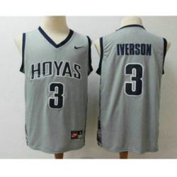 Georgetown Hoyas #3 Allen Iverson Gray College Basketball Nike Jersey