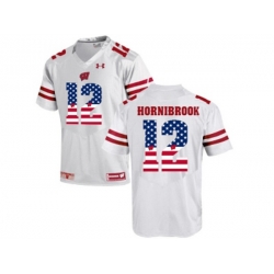 2016 US Flag Fashion-2016 Mens UA Wisconsin Badgers Alex Hornibrook #12 College Football Jersey - White