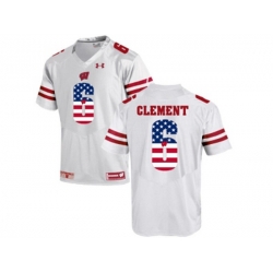 2016 US Flag Fashion-2016 Mens UA Wisconsin Badgers Corey Clement #6 College Football Jersey - White