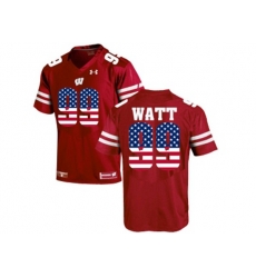 2016 US Flag Fashion-2016 Mens UA Wisconsin Badgers J.J Watt #99 College Football Jersey - Red