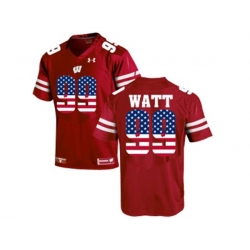 2016 US Flag Fashion-2016 Mens UA Wisconsin Badgers J.J Watt #99 College Football Jersey - Red