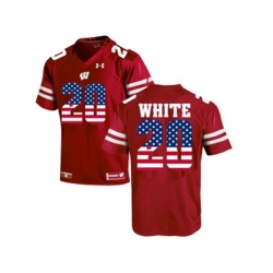 2016 US Flag Fashion-2016 Mens UA Wisconsin Badgers James White #20 College Football Jersey - Red