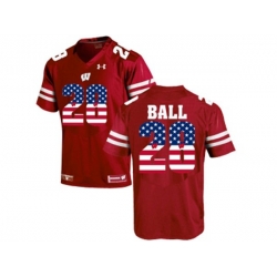 2016 US Flag Fashion-2016 Mens UA Wisconsin Badgers Montee Ball #28 College Football Jersey - Red