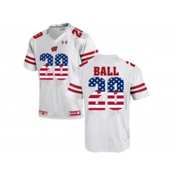 2016 US Flag Fashion-2016 Mens UA Wisconsin Badgers Montee Ball #28 College Football Jersey - White