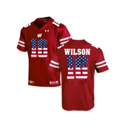 2016 US Flag Fashion-2016 Mens UA Wisconsin Badgers Russell Wilson #16 College Football Jersey - Red