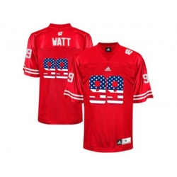 2016 US Flag Fashion-Mens Wisconsin Badgers J.J Watt #99 College Football Jersey - Red