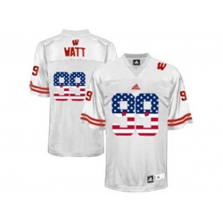 2016 US Flag Fashion-Mens Wisconsin Badgers J.J Watt #99 College Football Jersey - White