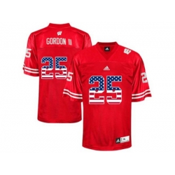 2016 US Flag Fashion-Mens Wisconsin Badgers Melvin Gordon III #25 College Football Jersey - Red