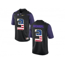 2016 US Flag Fashion 2016 Washington Huskies Jake Browning #3 College Football Limited Jersey - Black 2016 US Flag Fashion 2016 Washington Huskies Jake Browning #3 College Football Limited Jersey - Black