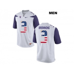 2016 US Flag Fashion 2016 Washington Huskies Jake Browning #3 College Football Limited Jersey - White 2016 US Flag Fashion 2016 Washington Huskies Jake Browning #3 College Football Limited Jersey - White