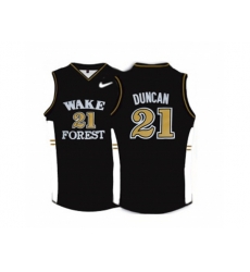 Wake Forest Demon Deacons Tim Duncan #21 College Basketball Throwback Jersey - Black