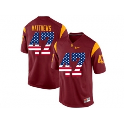2016 US Flag Fashion USC Trojans Clay Matthews #47 College Football Jersey - Red 2016 US Flag Fashion USC Trojans Clay Matthews #47 College Football Jersey - Red
